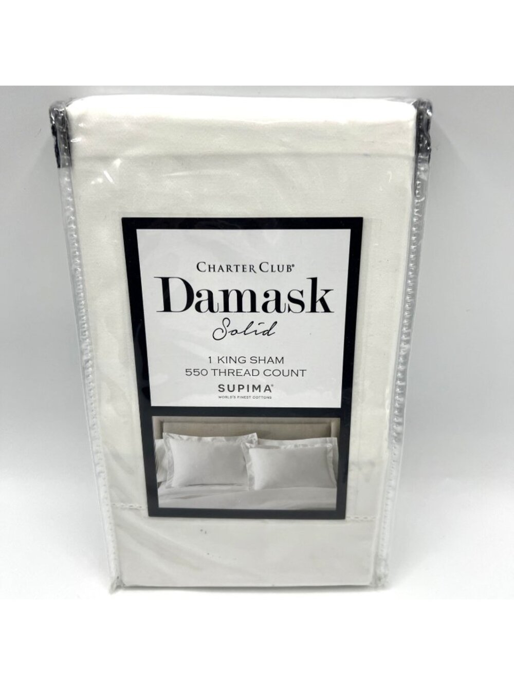 Charter Club Pillow Shame Damask Solid King White